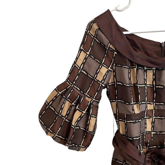 Nanette Lepore 100% Silk Square Patterned Dress w/Belt - Picture 2 of 9